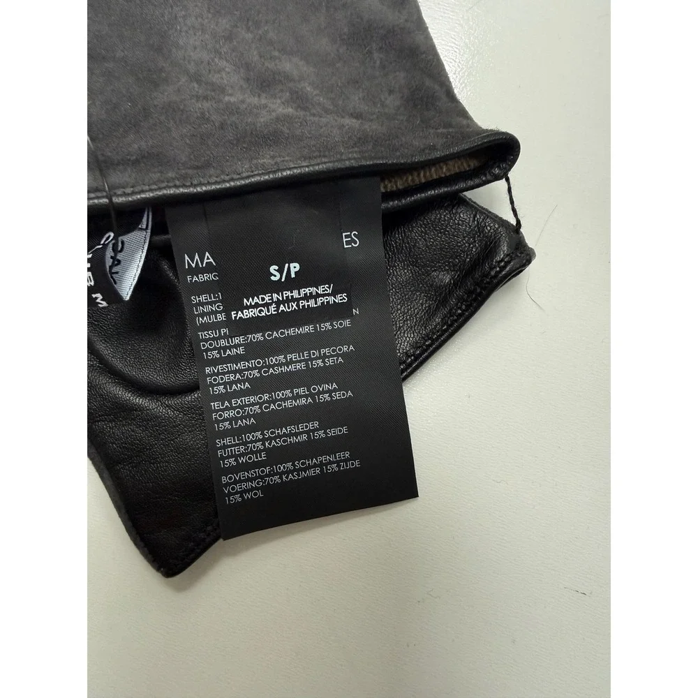 Club Monaco Womens Charcoal Gray Suede Leather Cashmere Silk Wool Blend Gloves S